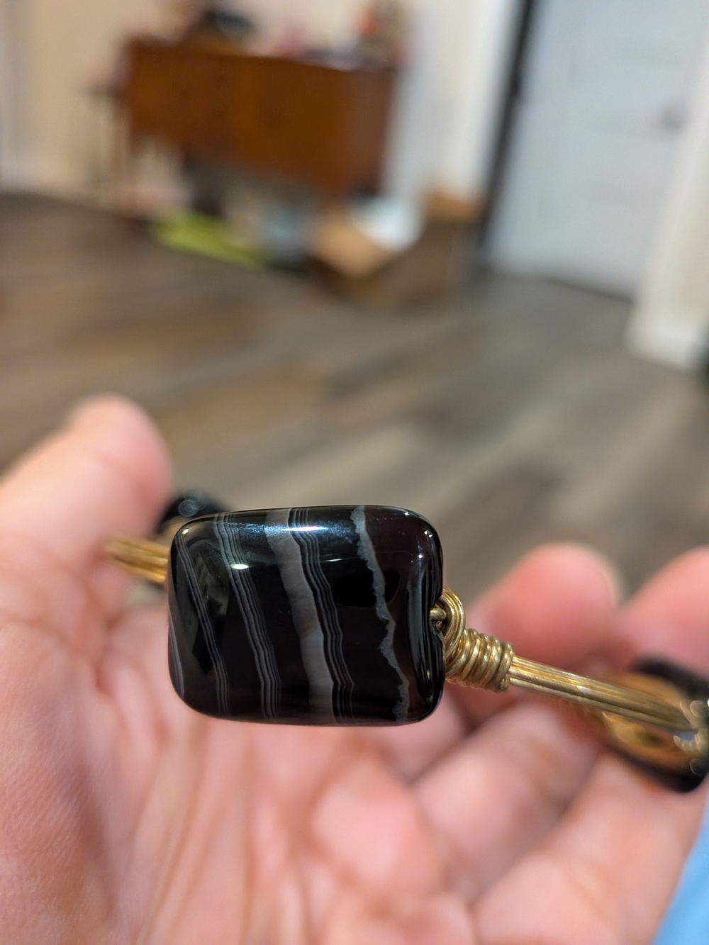 Bourbon and Bowties Gold-Tone Bracelet with Black Agate Accent - Picture 4 of 5